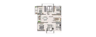 Prestige Clairemont, 3 BHK-1988 Sq.ft