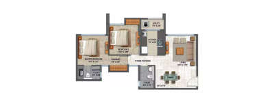 Lodha Riverview, 2 BHK-654 Sq.ft