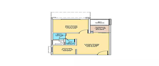 Gurukrupa Jayantam Ghatkopar - Floor plan 1 BHK 400 Sq.ft