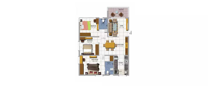 Jewel Of Hyderabad Miyapur - Floor plan 3 BHK 1509 Sq.ft