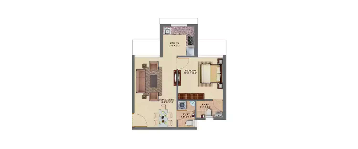 Floor plan for 1 BHK