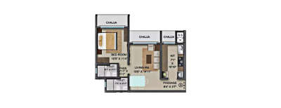 Marigold Aangan, 1 BHK-461 Sq.ft