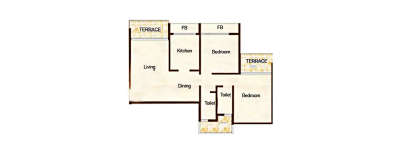 Shelter Paradise, 2 BHK-462 Sq.ft