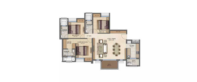 Lodha Casa Tiara Bhiwandi - Floor plan 3 BHK 1075 Sq.ft