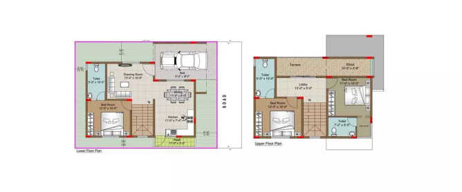 Kumari Hamlets Whitefield - Floor plan 3 BHK 1293 Sq.ft