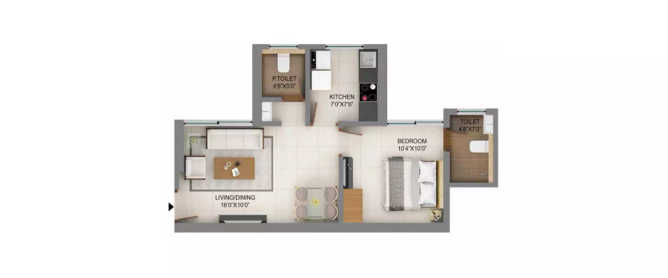 Shapoorji Pallonji Codename Mumbai Dreams Mulund - Floor plan 1 BHK 403 Sq.ft