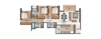 Lodha Serenity, 3 BHK-934 Sq.ft