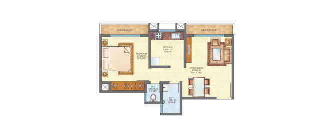 Raunak City Sector 4 Kalyan - Floor plan 1 BHK 471 Sq.ft