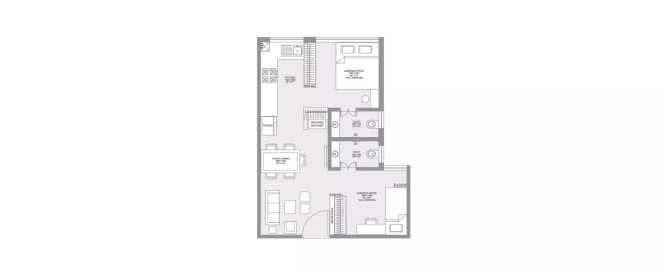 Hubtown Palm Rose Andheri - Floor plan 2 BHK 330 Sq.ft