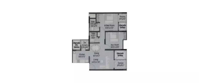 Rama Parkland Moshi - Floor plan 2 BHK 489 Sq.ft