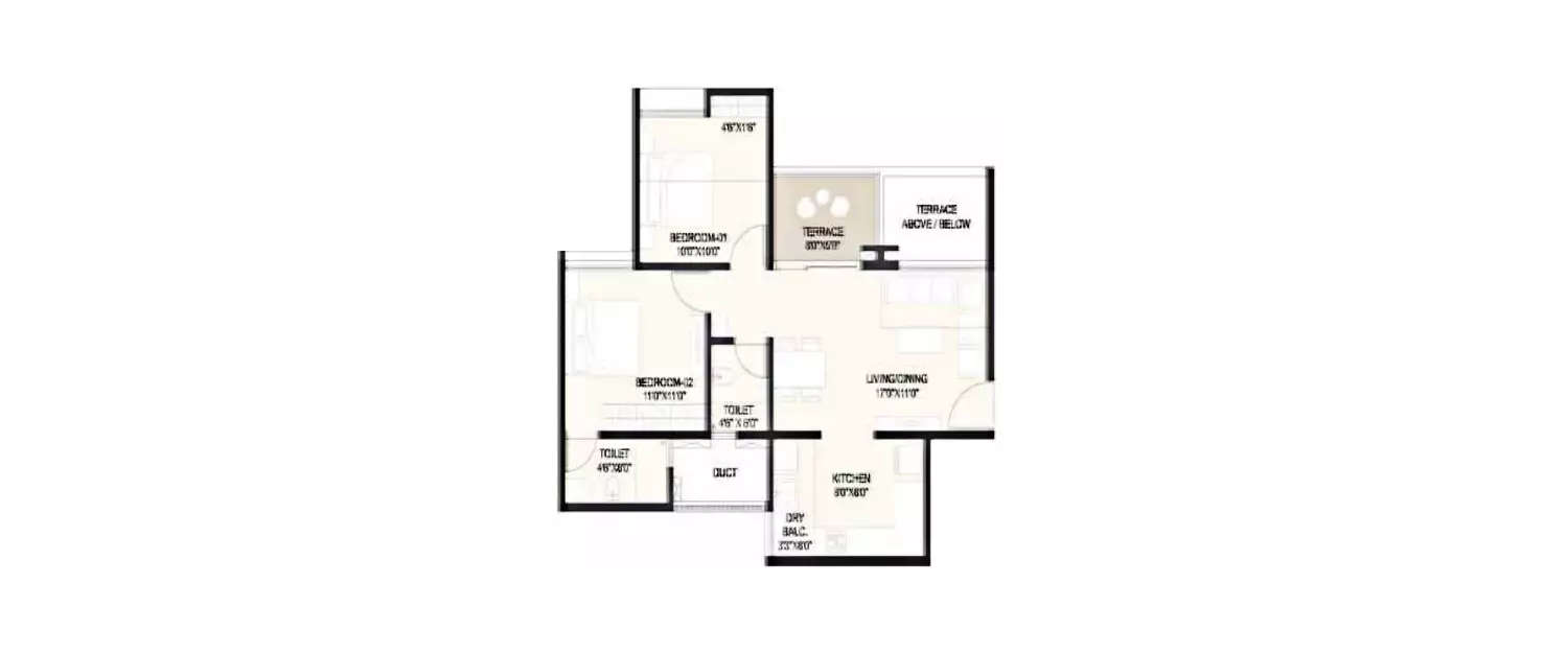 Floor plan for 2 BHK