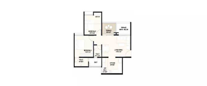 Rama Fusion Towers Hinjewadi - Floor plan 2 BHK 509 Sq.ft
