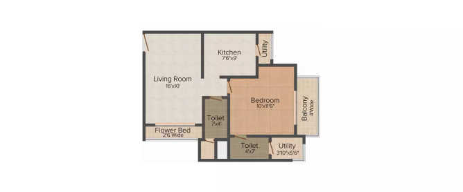 Ajmera New Era Yogidham Phase IV Kalyan - Floor plan 1 BHK 460 Sq.ft