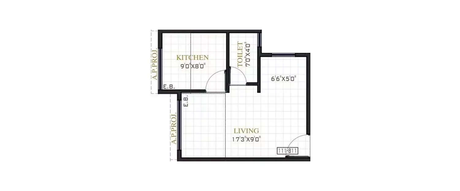 Floor plan for 1 RK