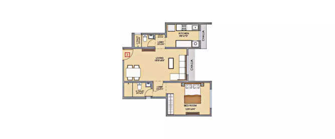 Gami Varad Heights Chembur - Floor plan 1 BHK 479 Sq.ft