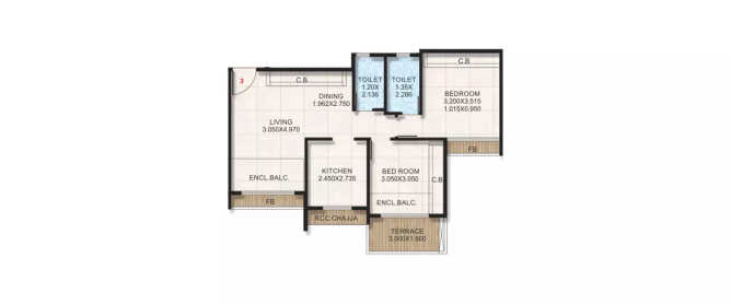 Bhagwati Eminence Nerul - Floor plan 2 BHK 504 Sq.ft