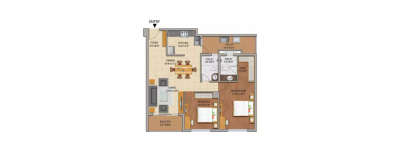 Adarsh Palm Retreat Mayberry, 2 BHK-805 Sq.ft