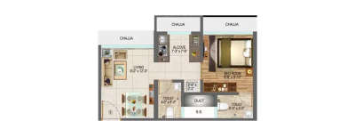 Dotom Domain, 1 BHK-327 Sq.ft