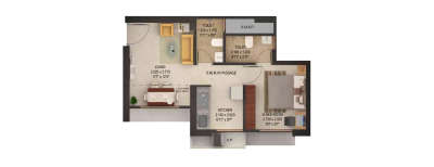 Rumah Bali Megah, 1 BHK-341 Sq.ft