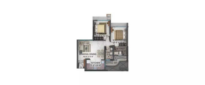 Nahar Olivia Powai - Floor plan 2 BHK 653 Sq.ft