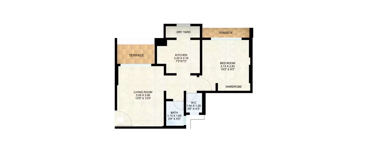 Floor plan for 1 BHK