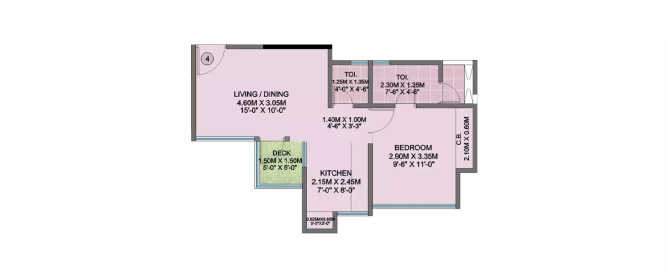 Puraniks Tokyo Bay Ghodbunder Road - Floor plan 1 BHK 438 Sq.ft