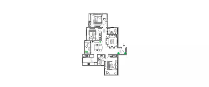 Marq 2.0 Whitefield - Floor plan 3 BHK 1007 Sq.ft