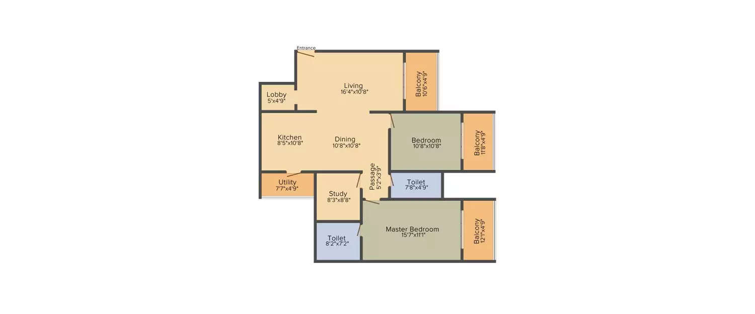 Floor plan for 2.5 BHK