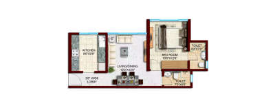 Rajesh White City, 1 BHK-478 Sq.ft