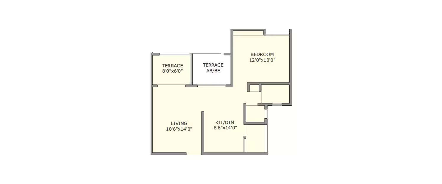 Floor plan for 1 BHK
