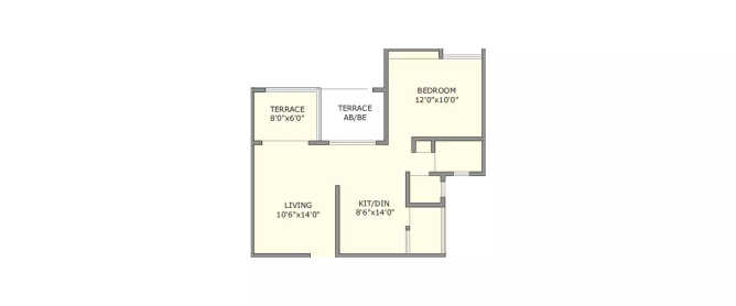 Prestige Heights Bhugaon - Floor plan 1 BHK 418 Sq.ft