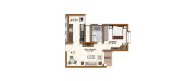 Prestige CHS Pimpri Chinchwad - Floor plan 1 BHK 650 Sq.ft