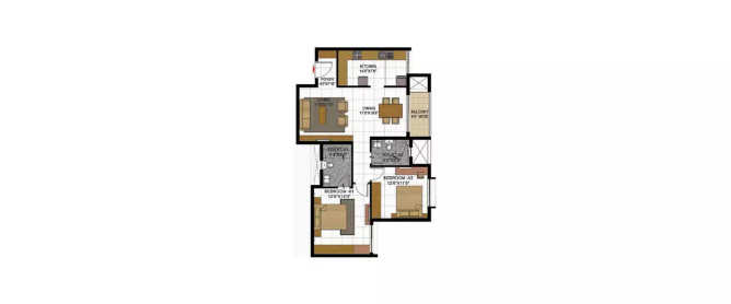 Prestige Casabella Electronic City - Floor plan 2 BHK 1246 Sq.ft
