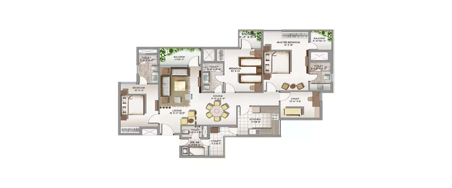 Floor plan for 4 BHK