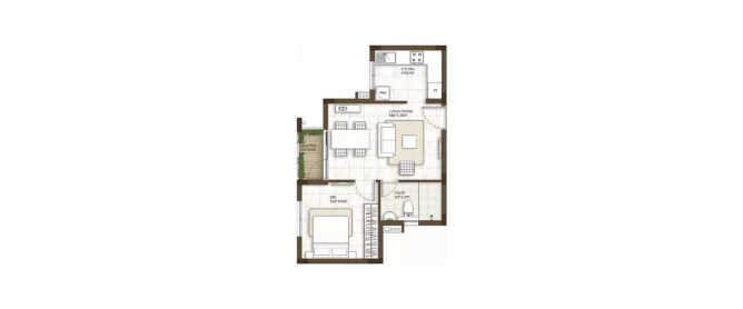 Prestige Courtyards Sholinganallur - Floor plan 1 BHK 390 Sq.ft