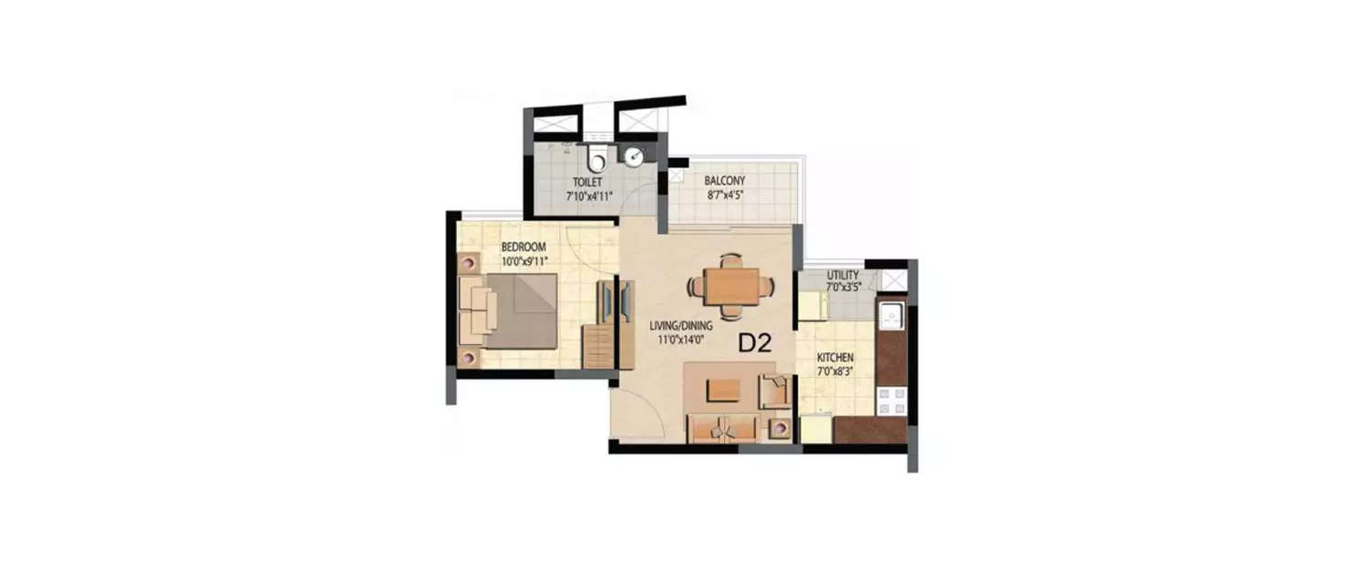 1 BHK Apartment 600 Sq.ft