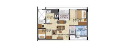 Radiance The Pride, 2 BHK-588 Sq.ft