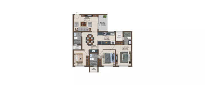 Casagrand Asta Korattur - Floor plan 3 BHK 1439 Sq.ft