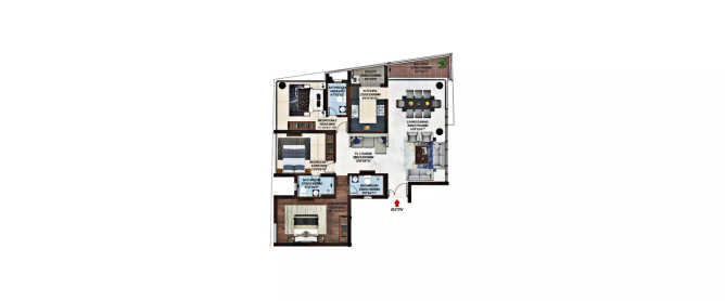 Casagrand Olympus Mandaveli - Floor plan 3 BHK 1851 Sq.ft
