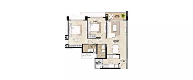 Mahindra Citadel Bastion Pimpri Chinchwad - Floor plan 2 BHK 731 Sq.ft