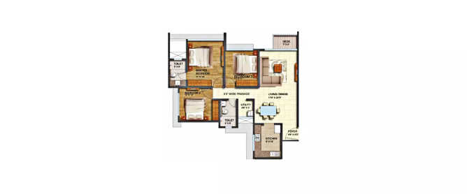 Runwal Forest Lily Kanjurmarg - Floor plan 3 BHK 983 Sq.ft