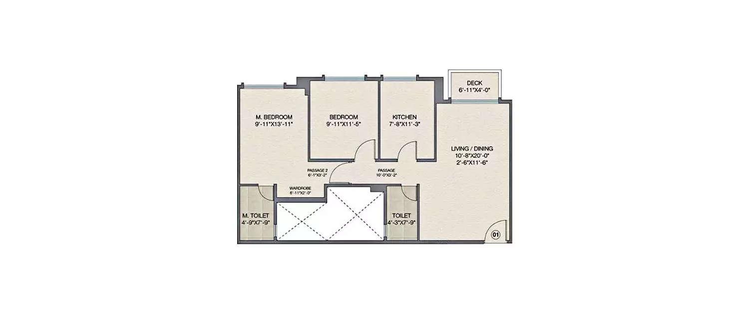 Floor plan for 2 BHK