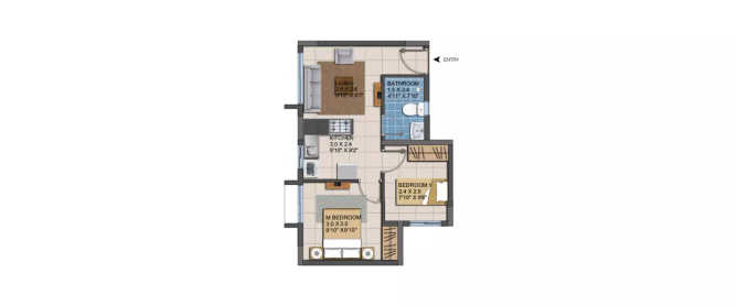 Casagrand ECR14 Signature Kanathur Reddikuppam - Floor plan 2 BHK 592 Sq.ft