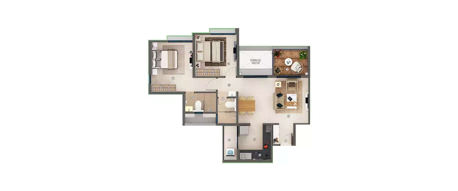 Floor plan for 2 BHK