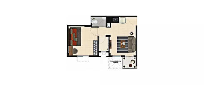 Peninsula Address One Gahunje - Floor plan 1 BHK 288 Sq.ft