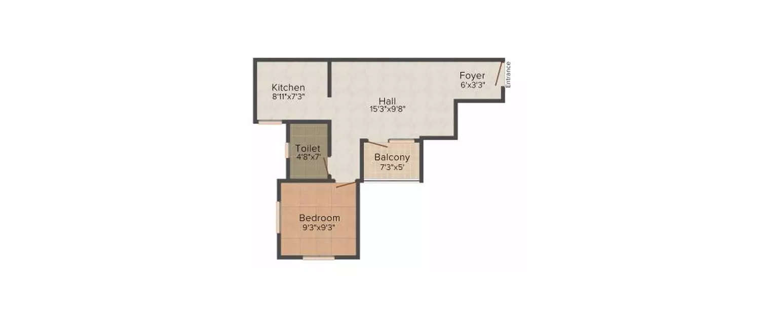 Floor plan for 1 BHK