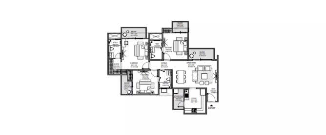 Godrej Windsor Sector 27 Greater Noida W - Floor plan 3 BHK 1244 Sq.ft