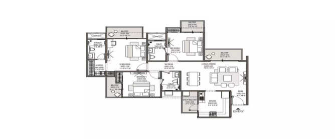 Godrej Park Avenue Sector 62 - Floor plan 3 BHK 1765 Sq.ft