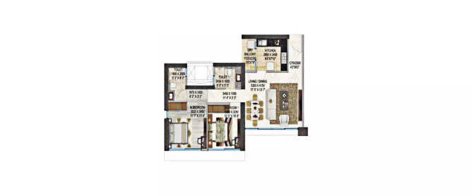 Peninsula Salsette 27 Byculla - Floor plan 2 BHK 788 Sq.ft