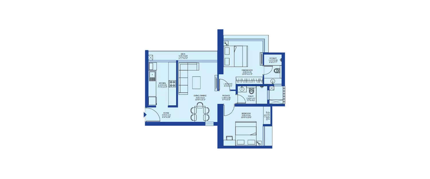 Floor plan for 2 BHK